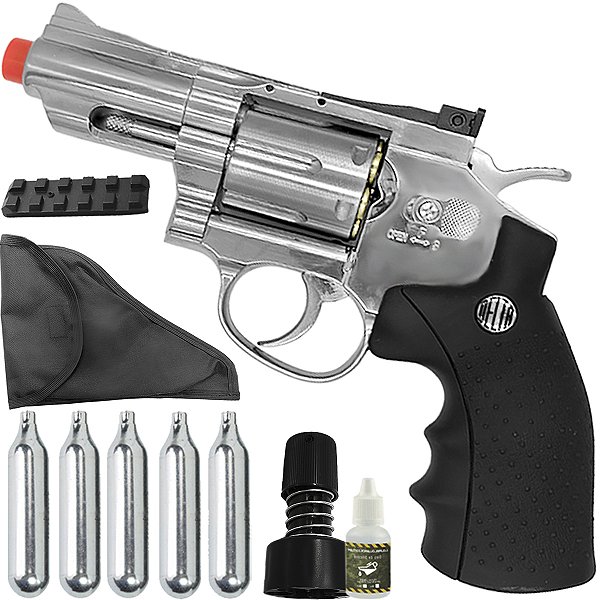 Revolver Pressão Delta 708 Full Metal Co2 Cromado Airgun 4,5mm