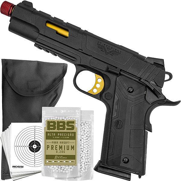 Pistola Airsoft Rossi 1911 Redwings Gold Gbb Blowback 6mm