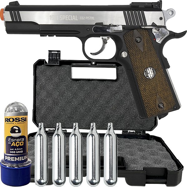 Pistola Airgun Delta 1911 Special Metal Co2 Esferas Aço Co2