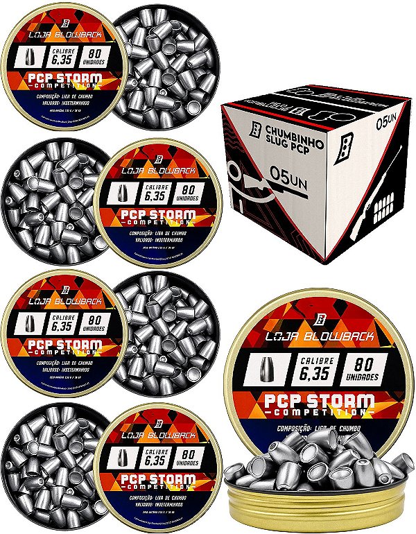 Chumbinho Pcp Slug 6,35mm 2.33g / 36gr Loja Blowback 5 Latas