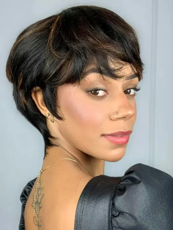 Peruca Wig Humana Gabinela Castanho Luzes T2/30