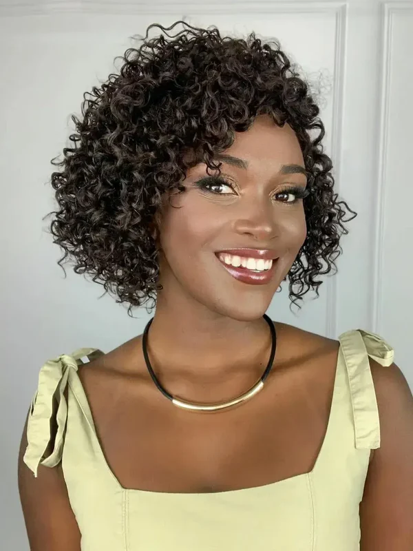 Peruca Lace Part Cabelo Humano Castanho Cacheada Sonia