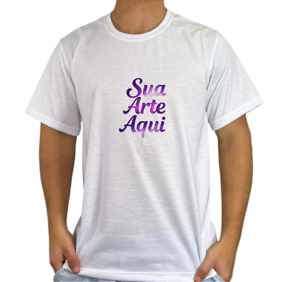 Camiseta de Poliéster Manga Curta - Branca