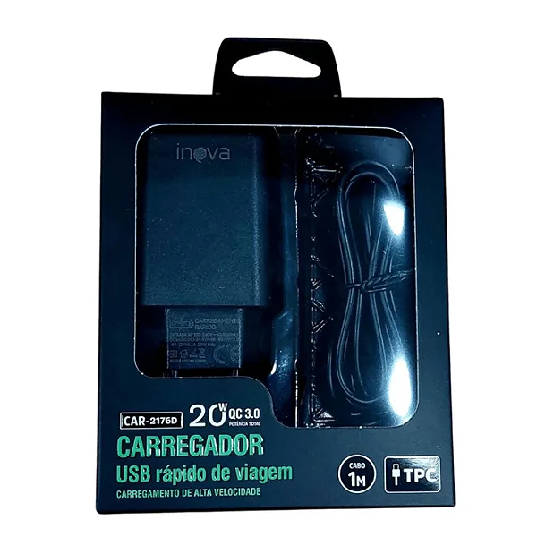 Carregador Turbo 20W Com Cabo Type C Inova CAR-2176D