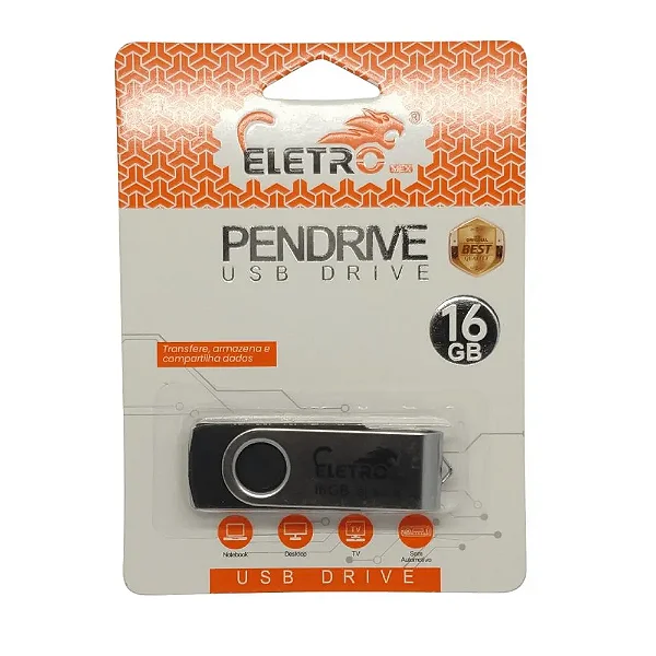 Pendrive Portátil USB 2.0 16GB EL-BU-16 Eletromex