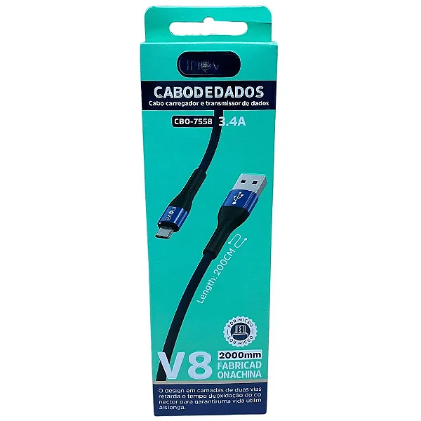 Cabo V8 - 3.4A - 2 Metros - CBO-7558 Inova