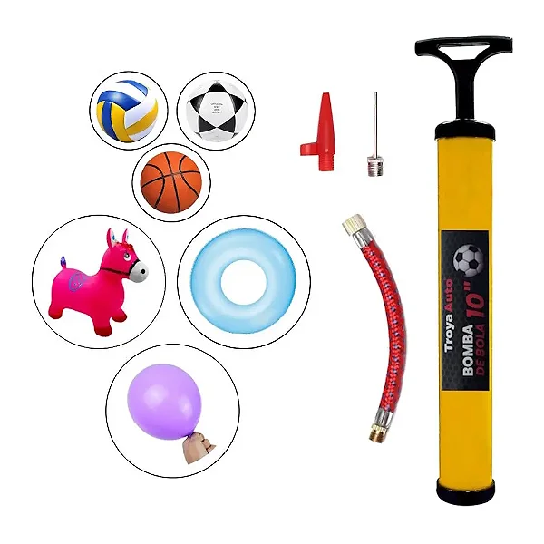Bomba De Ar Manual com 3 Bicos para Inflar Bolas, Bexigas e Boias - TRY-0046