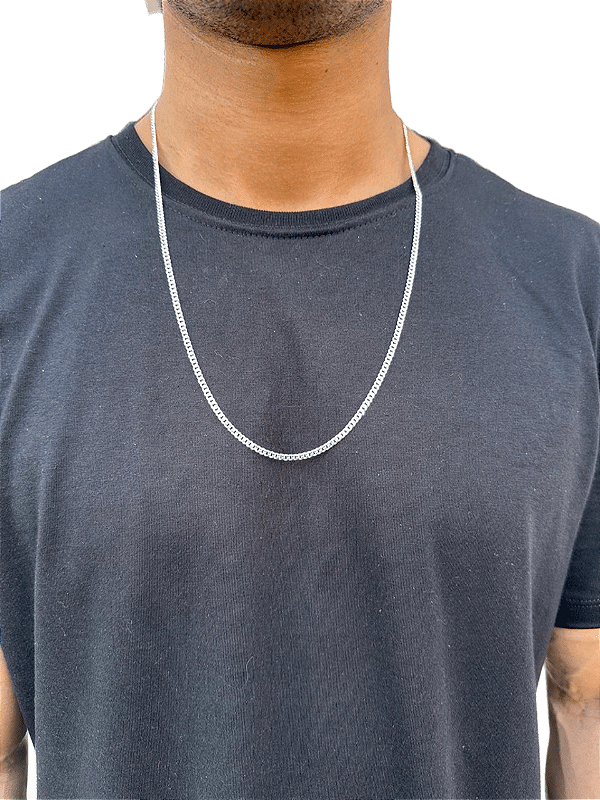 Corrente Cordão Masculina 3mm 70cm prata pura 925 Grumet Escama de peixe