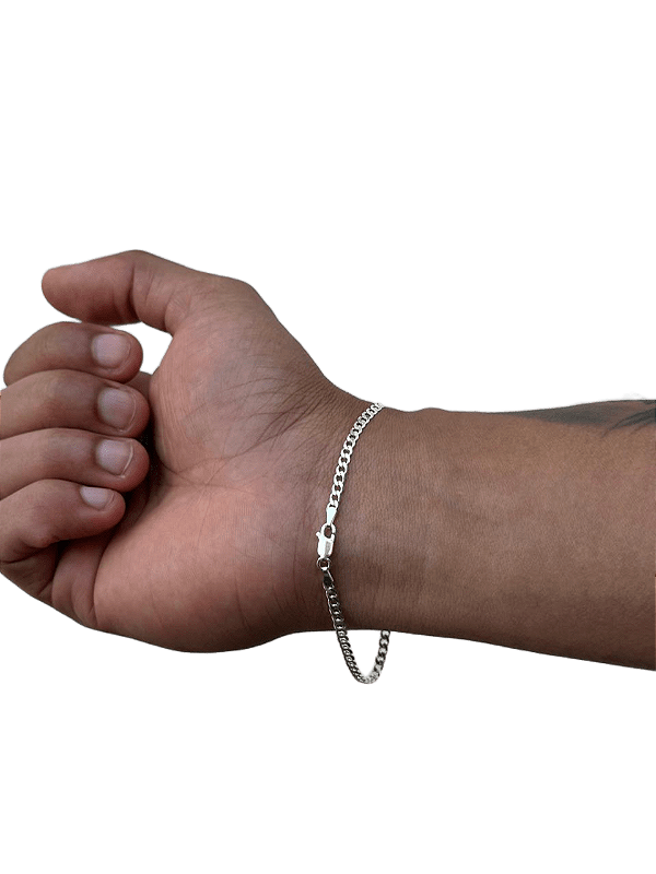 Pulseira Masculina Grumet Escama 3mm 21cm de prata 925 legitima