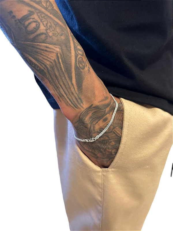 Pulseira Prata 925 Legitima 3mm 20cm Dupla