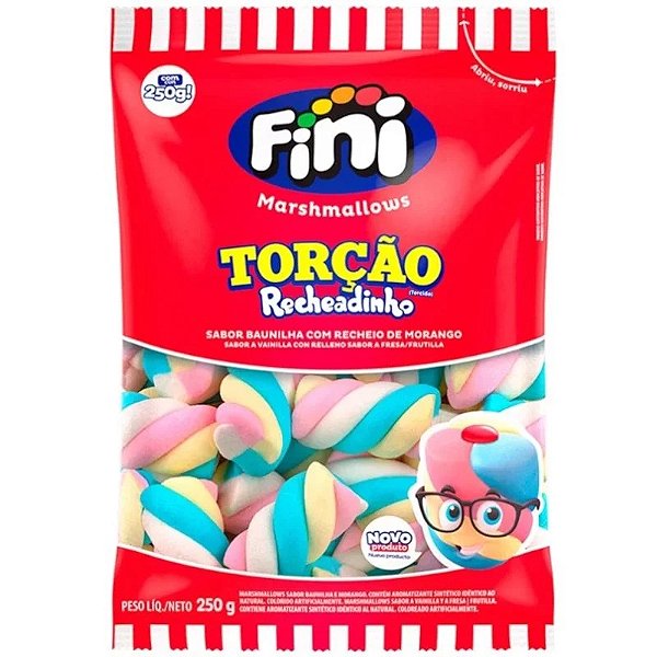 MARSHMALLOWS TORCAO COLORIDO RECHEADINHO MORANGO 250G FINI