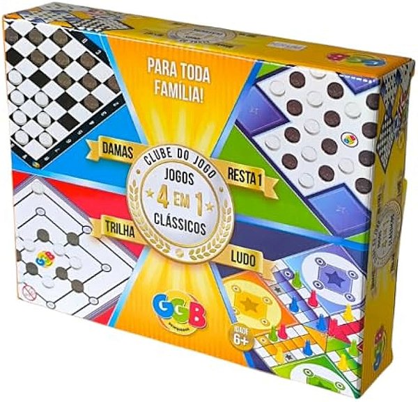 4 JOGOS EM 1 - DAMAS, TRILHA, LUDO E RESTA 1