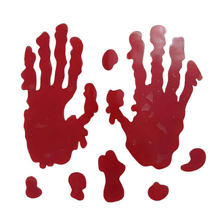ADESIVO MAOS SANGRENTAS HALLOWEEN EM GEL 15 CM