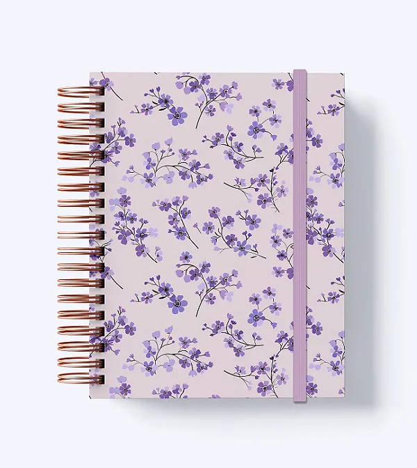 AGENDA DE PAPEL ROXA E BRANCA 15 X 20CM XADREZ LAVANDA 7495