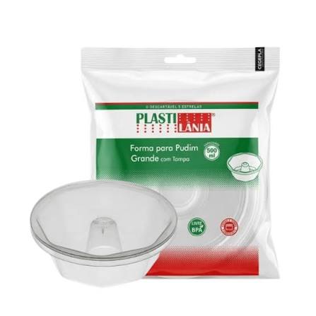 FORMA PUDIM GRANDE 500ML C/ TAMPA PLASTILANIA