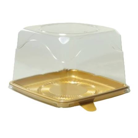 G 32Q TORTA PEQUENA QUADRATTA TAMPA ALTA DOURADA PET 65X65X120MM GALVANOTEK