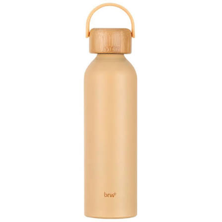 GARRAFA DE ALUMÍNIO C/ TAMPA EM BAMBU - 500ML - BOHO PALHA