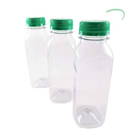 GARRAFINHA PET QUADRADA 300ML TP VERDE MULTPLAST