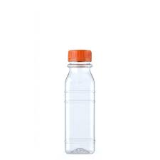 GARRAFINHA PET QUADRADA CRISTAL 300ML TP LARANJA TECH
