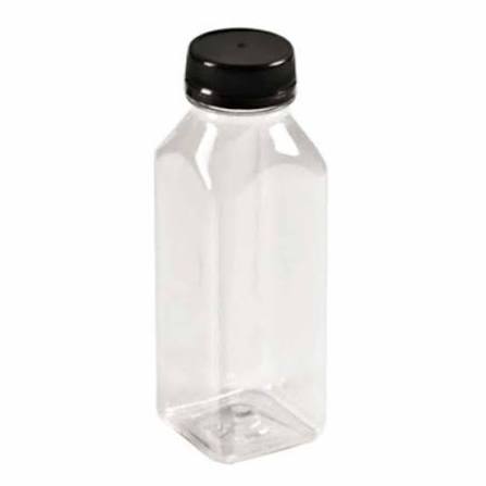 GARRAFINHA PET QUADRADA CRISTAL 300ML TP PRETA TECH