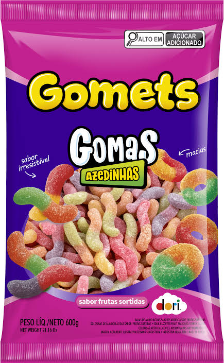 GOMETS GOMA DE FRUTAS MINHOCA SOUR ACIDO 600G DORI