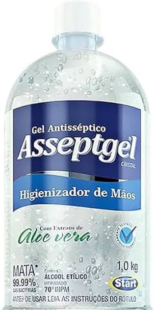 HIG ASSEPTGEL ÁLCOOL EM GEL CRISTAL 1,0KG