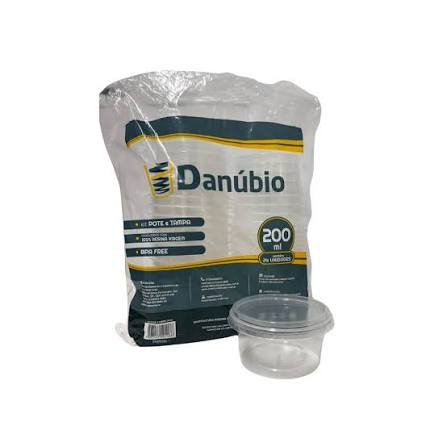 KIT POTE PP REDONDO 200ML C/TAMPA DANUBIO (FREEZER/MICRO)