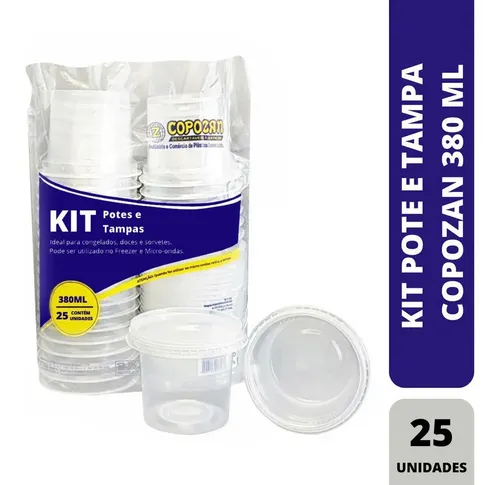 KIT POTE PP REDONDO 380ML COPOZAN (FREEZER/MICRO)