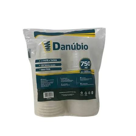 KIT POTE PP REDONDO 750ML C/TAMPA DANUBIO (FREEZER/MICRO)