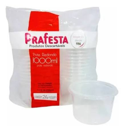 KIT POTE REDONDO 1000ML C/TAMPA PRAFESTA (FREEZER/MICRO)