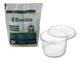 KIT POTE REDONDO 250ML C/TAMPA DANUBIO (FREEZER/MICRO)