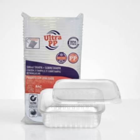 KIT POTE RETANGULAR PP 500ML ULTRA