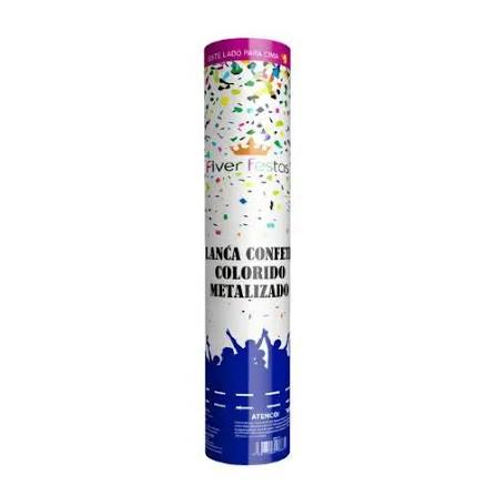 LANCA CONFETE COLORIDO 30 CM SILVER FESTAS