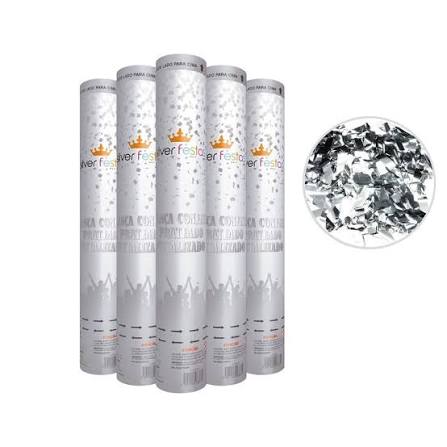 LANCA CONFETE PRATEADO METALIZADO 30 CM PICADO SILVER FESTA