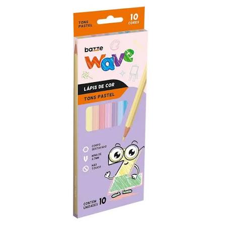 LAPIS COR BAZZE WAVE PASTEL 10COR CJTO