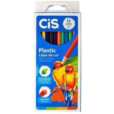 LAPIS DE COR CIS PLASTIC-SEXTAVADO COM 12 CORES