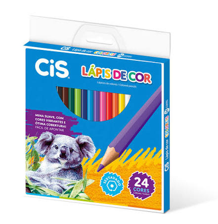 LAPIS DE COR CIS PLASTIC-SEXTAVADO COM 24 CORES