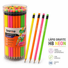 LAPIS GRAFITE C/BORRACHA BAZZE HB NEON