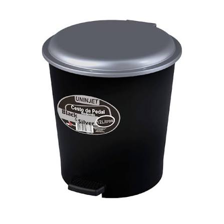LIXEIRA C/PEDAL REDONDA 12L LISO PLAST 27X27 PR/PRA UNINJET