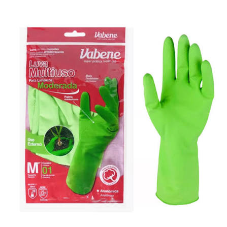 LUVA MULTIUSO LATEX VERDE LIMPEZA MODERADA M - 1 PAR - VABENE