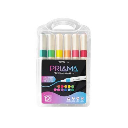 MARCADOR ACRILICO PRISMA 12 CORES BOX