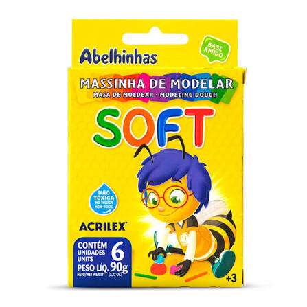 MASSA DE MODELAR SOFT ACRILEX-90G COM 6 CORES