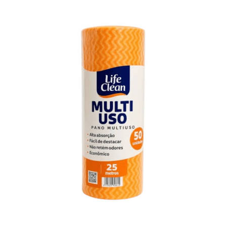PANO MULTIUSO MED 28X50 LARANJA 25M LIFE CLEAN