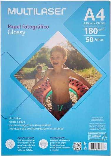 PAPEL FOTOGRAFICO MULTILASER GLOSSY A4 BRANCO
