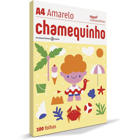 PAPEL SULFITE A4 AMARELO 75G COM 100 FOLHAS CHAMEQUINHO