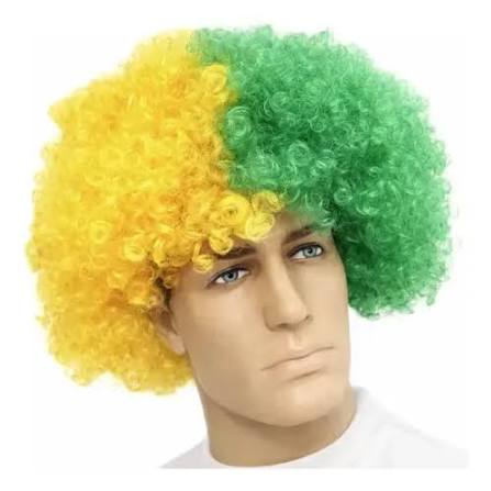 PERUCA BLACK POWER VERDE AMARELO TORCIDA POLIESTER