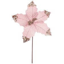 PICK NATALINO FLOR CHAMPANHE C/ GLITTER 30CM