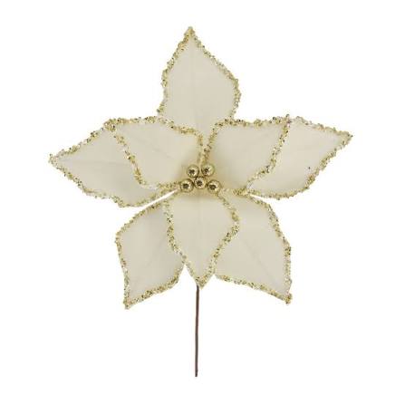 PICK NATALINO FLOR CHAMPANHE PAETE C/ GLITTER 30CM X 30CM