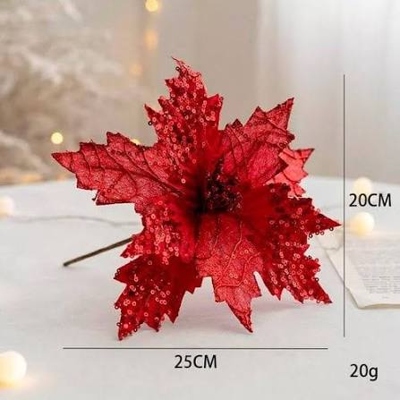 PICK NATALINO FLOR PONTAS C/ GLITTER SORT 25CM X 16CM