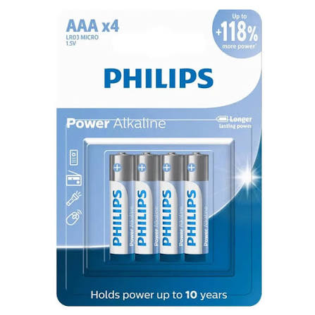 PILHA ALCALINA PALITO AAA C/4 PHILIPS